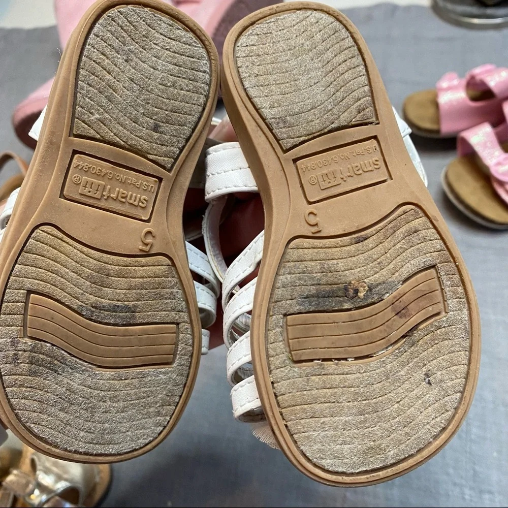 Toddler Girls Sandals Lot Size 5 Wonder Nation Smartfit Crazy 8 Gold Glitter